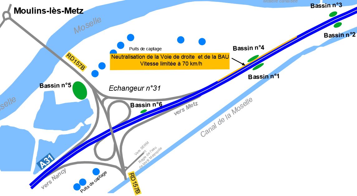 Neutralisation de la voie de droite et de la BAU