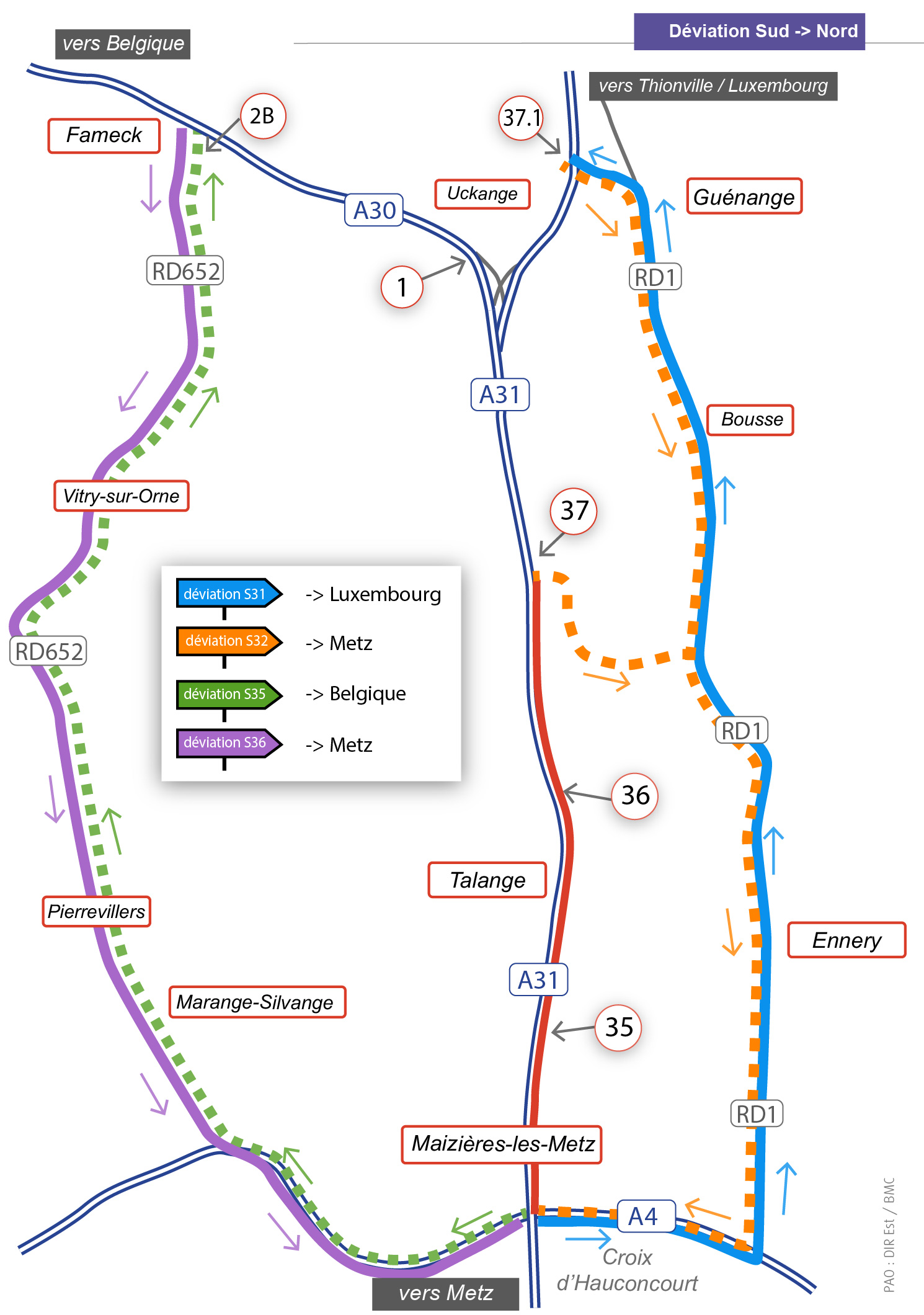 Zoom sur l'échangeur d'Hauconcourt